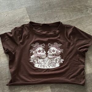 Forever 21 Brown Skull Graphic Tee